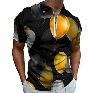 Luxe ballonnen in goud, zilver en zwart poloshirt voor mannen, casual T-shirts met ritssluiting en kraag, golftops, slim fit