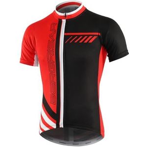 BERGRISAR Heren Fietsshirts Korte Mouwen Fietsen Jersey Lichtgewicht Ademende,8002 rood,XL