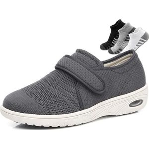 Orthopedische Schoenen Voor Heren,Verstelbaar Schoenen Licht Luchtkussen Oudere Wandelschoenen(Gray,49EU)
