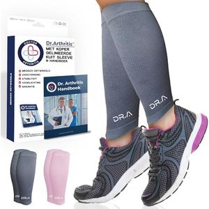Dr. Arthritis Medische uniseks kuit compressie sleeve - compressiekous been, voor pijn & spierherstel, scheenbeen spalk, spataderen (Grijs - XL (1 paar))