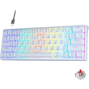 QPSJXN F3261 60% RGB Mechanical Gaming Keyboard Hotswap toetsenbord met aanpasbare software tablets (wit)