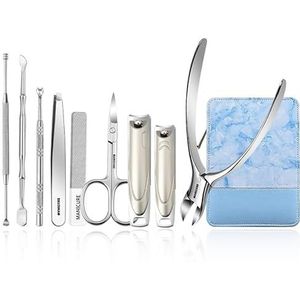 Professionele pedicurekit 9-delige roestvrijstalen verzorgingsset manicurekit nagelknipperset met olecranon teennagelknipper for man en vrouw Manicure Pedicure Sets (Color : B)