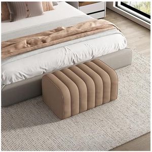 TYNXK Voetenbank Fluwelen Bank Entree Schoen Bank Hotel Mall Hall Resten Voeten Luxe Zachte Voetsteun Kamer Einde van Bed Lage Kruk Meubels Ottoman (Khaki Lengte 40CM)