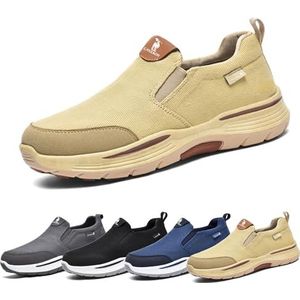 Casual schoenen voor heren, instapschoenen met voetboogondersteuning, outdoor wandelschoenen voor heren, comfortabele en ademende schoenen, reisschoenen(Brown,47 EU)