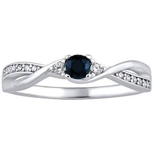 SILVEGO – JJJR1100SAP – Dames 925 Sterling Zilver Ring met Echte Donkerblauwe Saffier