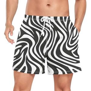 Niigeu Zwart Wit Zebra Skin Heren Zwembroek Shorts Sneldrogend met Zakken, Leuke mode, S