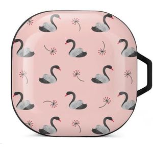 Aquarel zwarte zwanen oordopjes hoesje compatibel met Samsung hard shell beschermhoes zwart-stijl