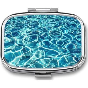 Blauw Aqua Zwembad Water Pillendoos Voor Portemonnee Pocket Kleine Vierkante Pil Case Decoratieve Geneeskunde Doos Reizen Geneeskunde Tablet Case Vitamine Organizer Pil Container Houder Unieke Gift