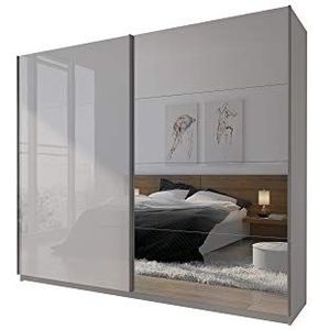 LINA I kleerkast 244 cm met spiegelschuifdeurkast complete set wit hoogglans spiegel slaapkamer (244)