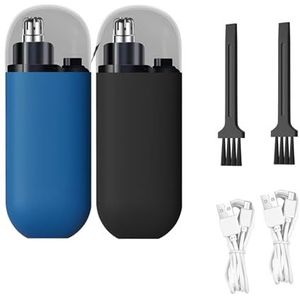 Draagbare neushaartrimmer, met borstel Elektrische Cleanlook neushaartrimmer, 360 ° vastleggen van neushaar, oplaadbare neushaartrimmer for mannen en vrouwen(Color:2pcs)