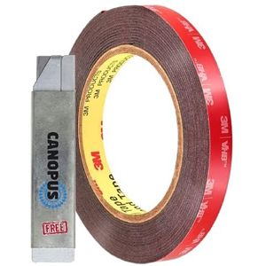 CANOPUS Dubbelzijdig Plakband Extra Sterk, 10 mm x 3 m, Waterdicht Dubbelzijdig Montagetape, Montagetape, Binnen en Buiten Gebruik, Woondecoratie, Plakband Voor Auto's, Zwart