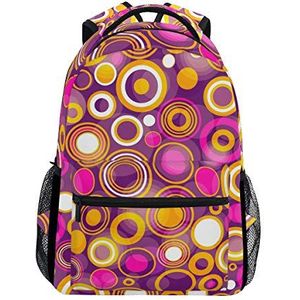 Jeansame Rugzak School Tas Laptop Reistassen voor Kids Jongens Meisjes Vrouwen Mannen Abstract Polka Dots Cirkels Moderne Geometrische Hippie