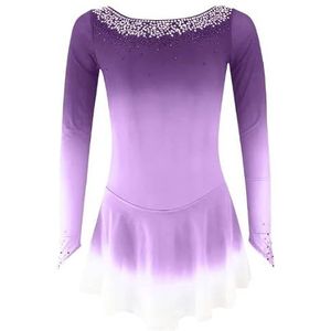 C,L,PONNYC Kunstschaatsjurk Voor Meisjes Rokken Voor Schaats Wedstrijden Met Kleurverloop Winter Sport Kleding Met Glanzende Strass Handgemaakte Turnpakjes Voor Artistieke Gymnastiek