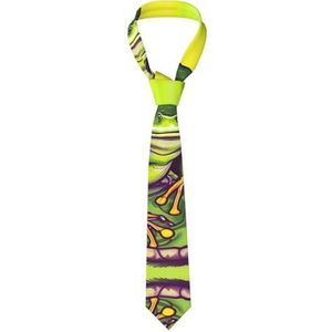 GerRit Kikker in een vijver casual stropdas, bedrukte stropdas, gemakkelijk te onderhouden, geschikt voor dagelijks gebruik, feest, bal en feest, enz., Zwart, Eén maat