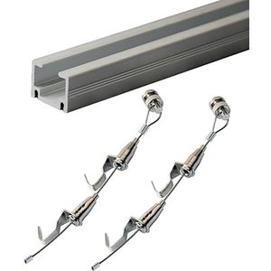 Foto Rail Molding Hook, Home/Kunsttentoonstelling/Gallery Opknoping Kit met Verstelbare Haken, Foto Opknoping Systeem voor Gips Muren Kunsttentoonstelling (2m/6.6ft Rail, 2,5 m/8.2ft Cord)
