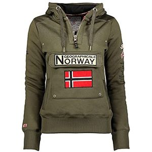 Geographical Norway GYMCLASS - Vrouwen Sweatshirt Hoody And Pockets Kangaroo Vrouwen Sweatshirt Lange Mouwen Sweater Winter Comfort - Hoodie Jacket Tops Sport Katoen (KHAKI M - MAAT 2)