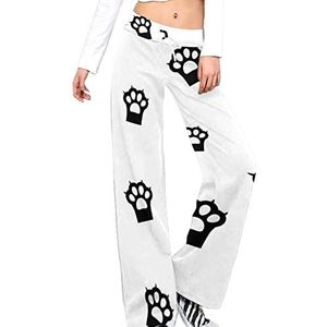 Grote Zwarte Kat Poot Damesbroek Casual Broek Elastische Taille Lounge Broek Lange Yoga Broek Rechte Been