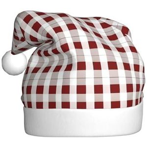 SSIMOO Rood Wit Geruite Kerstfeest Hoeden Volwassen Kerst Hoeden, Vakantie Party Accessoires, Licht Op Het Feest!