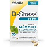 D-STRESS FOCUS 30 tabletten | L-tyrosine, ginkgo biloba en vitamine C | Stimuleert het geheugen en de concentratie | veganistisch, glutenvrij, sojavrij, GGO-vrij | laboratorium SYNERGIA