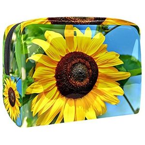 Gele zonnebloem marine en witte streep patroon make-up tas voor portemonnee draagbare reizen organisator tas voor toiletartikelen schoonheidstas voor vrouwen, Multi kleuren 06,