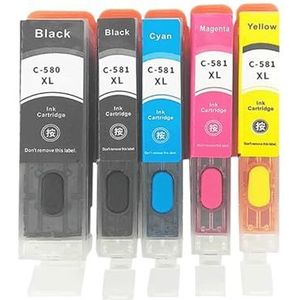 580XXL 581XXL PGI-580 CL-I581 XXL navulbare inktcartridge for Canon TS6150 TS6151 TS6250 TS6251 TR7550 TR8550(1SET(5Colors))
