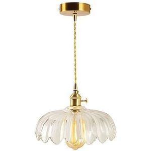 Mjsdjof Messing hanglamp met bloem glazen kap, antieke plafond hanglamp, E27 verlichtingsarmaturen, vintage industriële hanglampen voor boerderij, hal, woonkamer, eetkamer