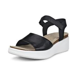 ECCO Women's Flowt Wedge Cork Sandal, Black/Black, 4-4.5