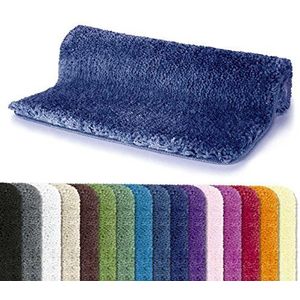 Spirella Badmat, microvezel, hoogpolig, wollig, antislip, geschikt voor vloerverwarming, 60x90 cm, marineblauw