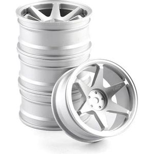 ZIBOXI 4 stuks 52mm 1/10 RC On-Road Drift Racing Auto Velg Wielnaven TE37 Fit for Tamiya for Kyosho for HSP for HPI for Sakura for Rode Kat (Color : Silver)