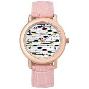 Olympische Roeien Oars Horloges Voor Vrouwen Mode Sport Horloge Vrouwen Lederen Horloge