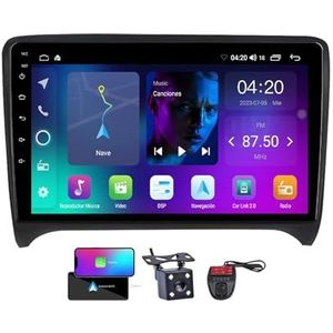 Android 13 QLED Autoradio voor Audi TT 2 8J 2006-2014 - Ingebouwde DSP/Carplay/Android Auto - Camera + DVR - 9 inch 2 Din - Stuurbediening - FM AM RDS DAB Radio - BT 5.0(NF-2)
