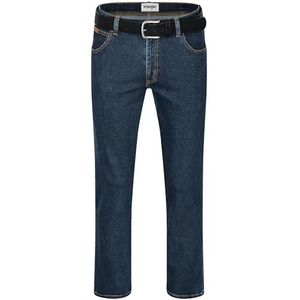 Wrangler Texas heren stretchjeans Regular Fit Authentic Straight in verschillende wassingen met riem in zwart of bruin, Darkstone + zwarte riem, 50W / 34L