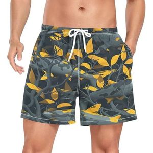 Niigeu Artistieke Camouflage Shark Fish Zwembroek voor heren, sneldrogend, met zakken, Leuke mode, XXL