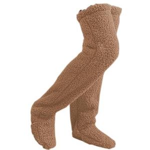 ZGSYH Overknee Fuzzy Sokken, 2024 Pluche Warmte Lange Sokken Leuke Fuzzy Sokken Over Knie Winter Beenwarmers Pluche Sok Slippers (Kleur : Brown)