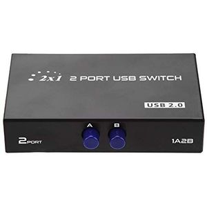 ASHATA 2/4-poorts USB 2.0 sharing switch, USB 2.0 schakelaar, schakelkast, schakelkast, schakelbox, handmatige schakelaar, schakelbox, adapter, box voor pc, computer, printer, scanner, zwart (2