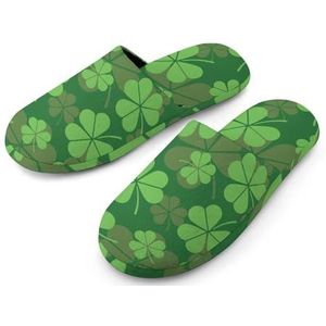 St. Patrick's Day met klaver volledige print heren pantoffels warme anti-slip rubberen zool huis schoenen voor indoor hotel