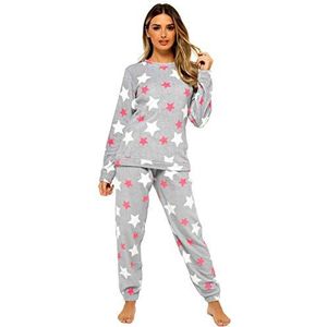 Style It Up Womens dames dier Print warme pyjama gezellige zachte fleece nachtkleding loungewear PJ, (grijs, 12-14)