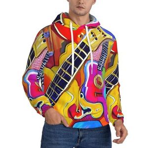 Jkkghll Kleur Akoestische En Gitaren Print Mannen Hooded Warme Lichtgewicht Trui Voor Winter Herfst En Lente Casual Wear, Zwart, XS