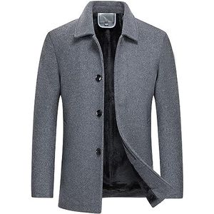 Herenwollen Peacoat Woole Gemengd Casual Uitloper Winddichte Zakelijke Blazer Winterjas (Color : Gray, Size : Men-L)