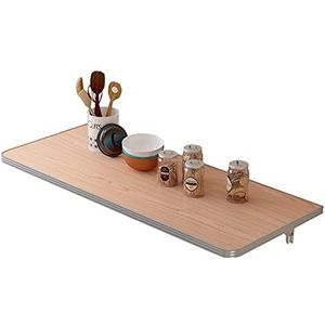 DangLeKJ Bureau, ruimtebesparende wandgemonteerde klaptafel, houten met metalen stalen beugels, 2,5 cm dik formaat, kan worden aangepast voor balkons keuken slaapkamer, 2 maten (kleur: bruin, maat: