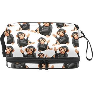 Grote capaciteit reizen cosmetische tas,Speelse Ape,Make-up tas,Waterdichte make-up tas organisator, Meerkleurig, 27x15x14 cm/10.6x5.9x5.5 in