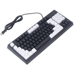 Mechanisch Computertoetsenbord, RGB-achtergrondverlichting Multimedia Mechanisch Gamingtoetsenbord 87 Toetsen Duurzaam Dubbel Spuitgieten voor Kantoor voor Internetbar (Wit Zwart)