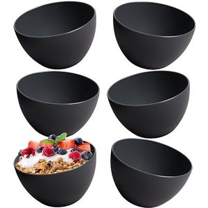 Hausfelder bowl schaaltjes, set van 6 stuks, onbreekbaar, 750 ml soepkommen, set van kommen en schalen van kunststof (antraciet-zwart)