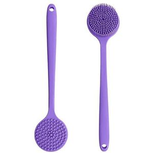 Shower Back Bath Brush, Never Moldy Shower Back Brush Back Scrubber, Men's and Women's Shower Back Brush (Color : Purple)