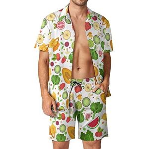 Veganistische Hawaiiaanse sets voor heren, button-down trainingspak met korte mouwen, strandoutfits, L