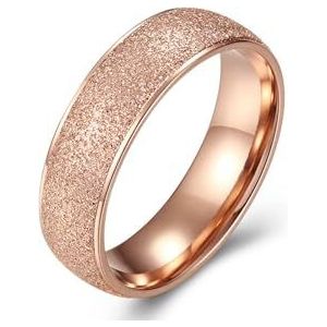 Damesring van titaniumstaal, roségoud, mat, zilver, elegante parel, zandstijl, staartring for koppels (Color : 6mmrosegold_5#)