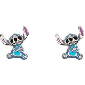Disney Lilo & Stitch Sterling Zilver Blauw Emaille Stitch Oorbellen E906250RRHL.PH, Eén maat, Sterling zilver, Geen edelsteen