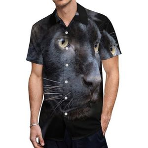 Wild Black Panther Heren Korte Mouw Shirts Casual Button-down Tops T-shirts Hawaiiaanse Strand Tees S