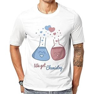 We Got Chemistry Love Pun grafisch T-shirt met korte mouwen voor heren ronde hals print casual T-shirt XL