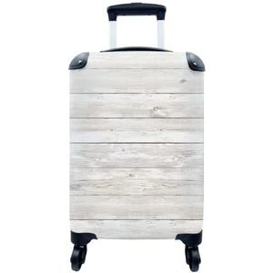 MuchoWow® Koffer - Hout - Plank - Natuur - Wit - Past binnen 55x40x20 cm en 55x35x25 cm - Handbagage - Trolley - Fotokoffer - Cabin Size - Print